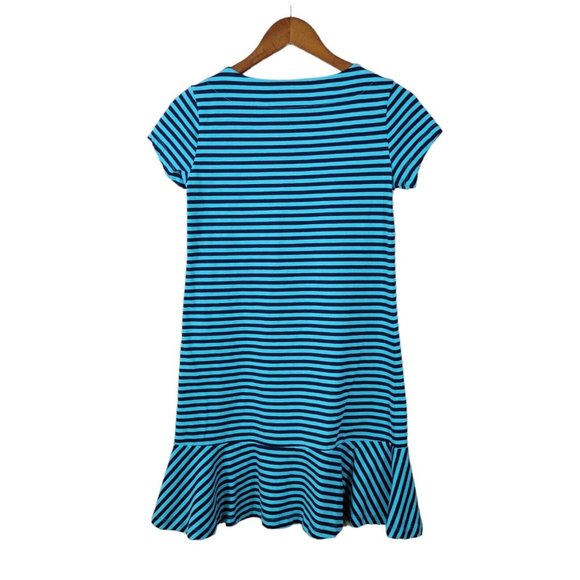 Lands End Shirt Dress Size XXS 00-0 Athleasure Striped Ruffle Hem Stretch Womens - Picture 4 of 6